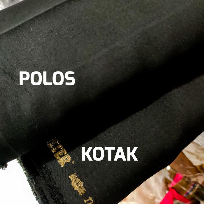 Bahan Kain Luster | Granada Hitam Kotak / Polos