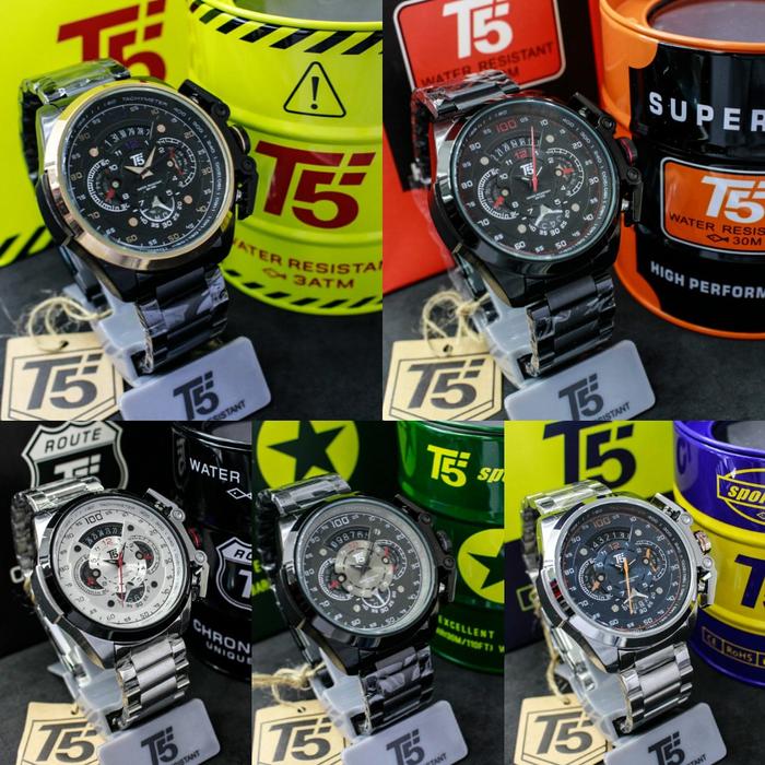 Jam tangan pria T5 H 3633 Rantai crono aktif original free bubble wrap
