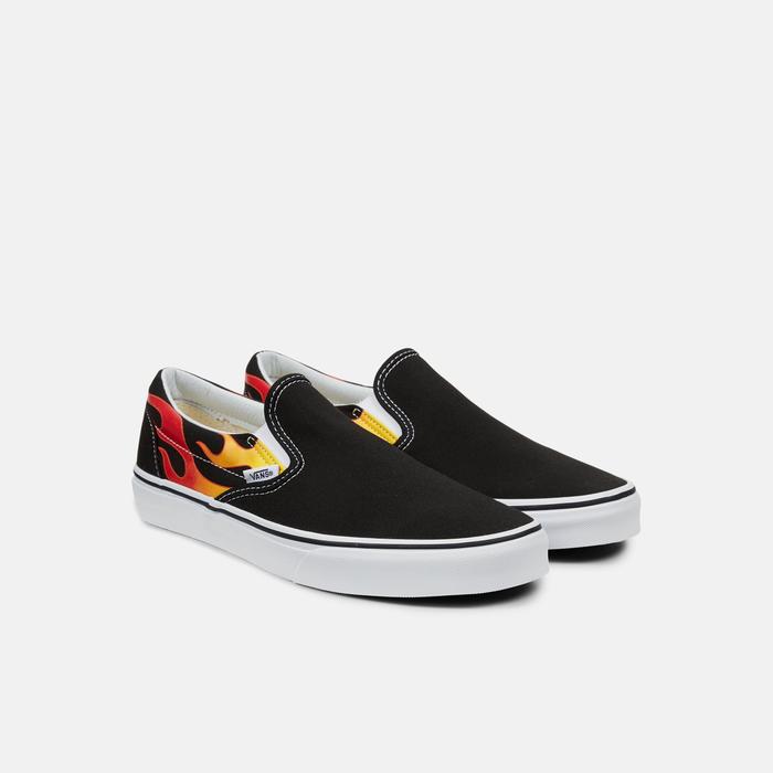 Vans Slip On Flame Classic Black White Original Resmi