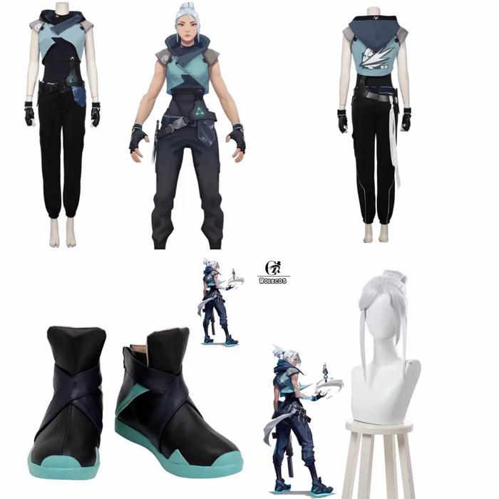Jett Valorant Wig Costume Shoes Cosplay