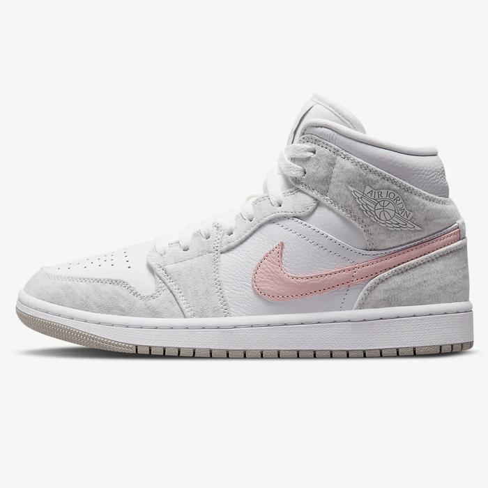 NIKE AIR JORDAN 1 MID SE WMNS LIGHT IRON ORE WHITE PINK ORIGINAL
