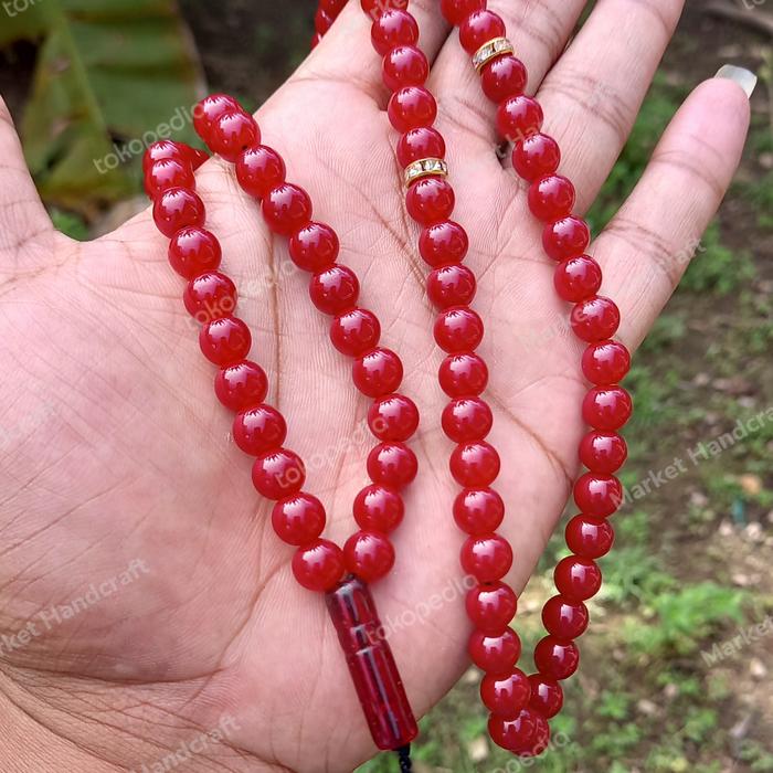 Tasbih batu giok merah 8mm tapi giok merah asli tasbih giok aceh asli