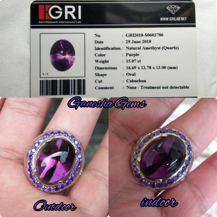 Natural Amethyst Quartz 15.07 Ct - Kecubung Borneo - Memo GRI lab