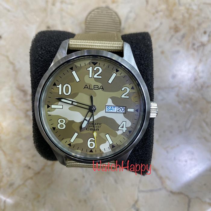 WatchHappy Alba AL4271X1 Men Watch Automatic Nylon Beige Strap AL4271