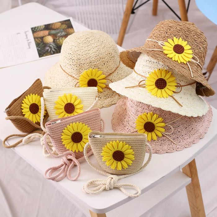 topi jerami matahari/topi Jerami anak/topi pantai jerami/topi anak