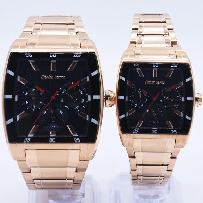 Christ Verra CV 913197G,L-15BLK - Jam Tangan Couple Original