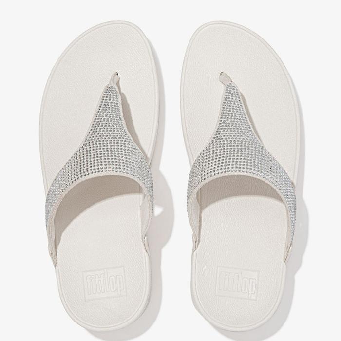 Fitflop Lulu Crystalembelished Toe-Post EC5-477 Sandal Wanita Ori-Crm