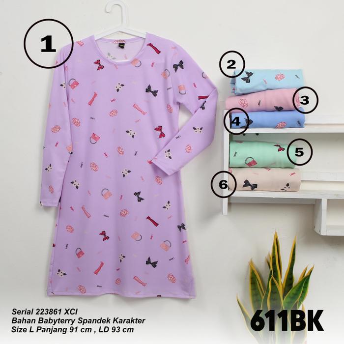 LEMONE Baby Terry Spandek L 611BK861 Dress Daster Mini Lengan Panjang
