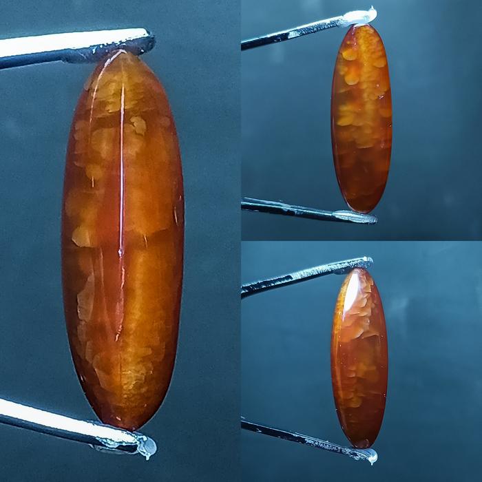 ASLI BATU AKIK PANDAN NANAS MERAH MADU KRISTAL 3,5cm RN3