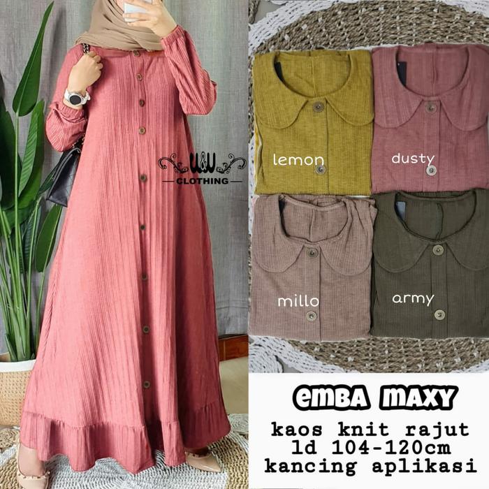 gamis wanita terbaru emba maxi mat kaos knite rajut adem halus nyaman