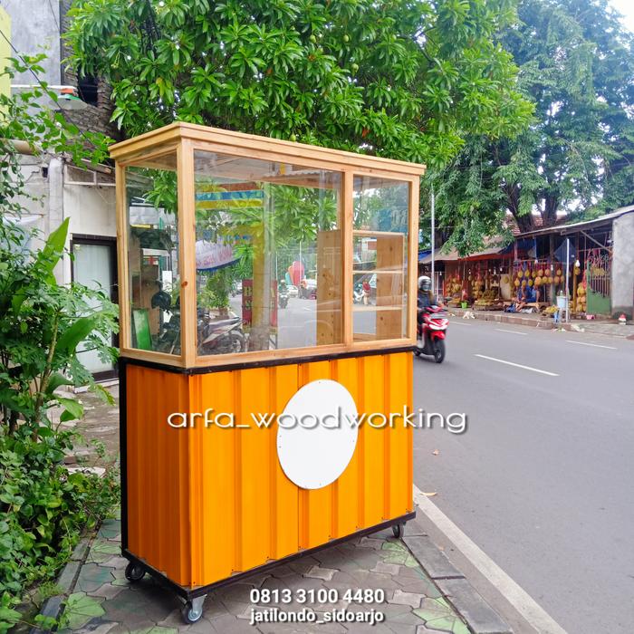 Rombong Kayu Semi Kontainer Kekinian Tanpa Kaca - Nota Kwitansi
