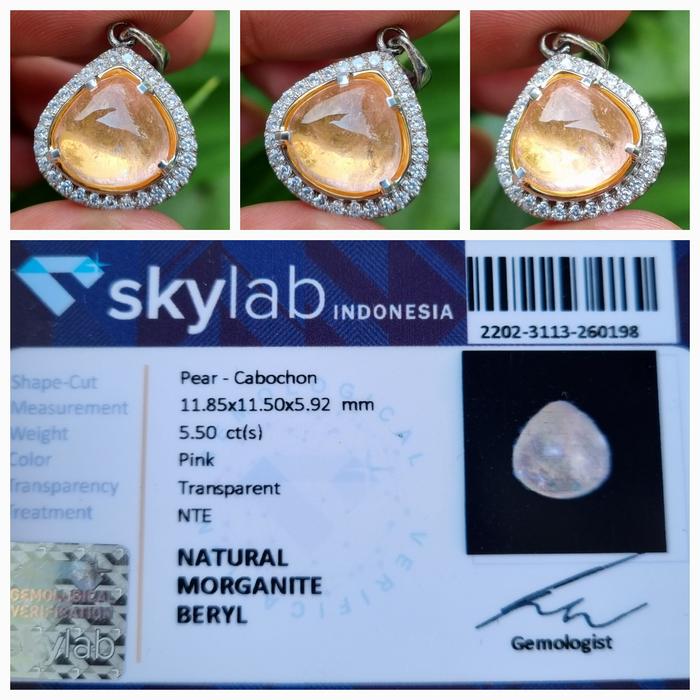 Liontin Batu Morganite Beryl Memo 5.50 crt