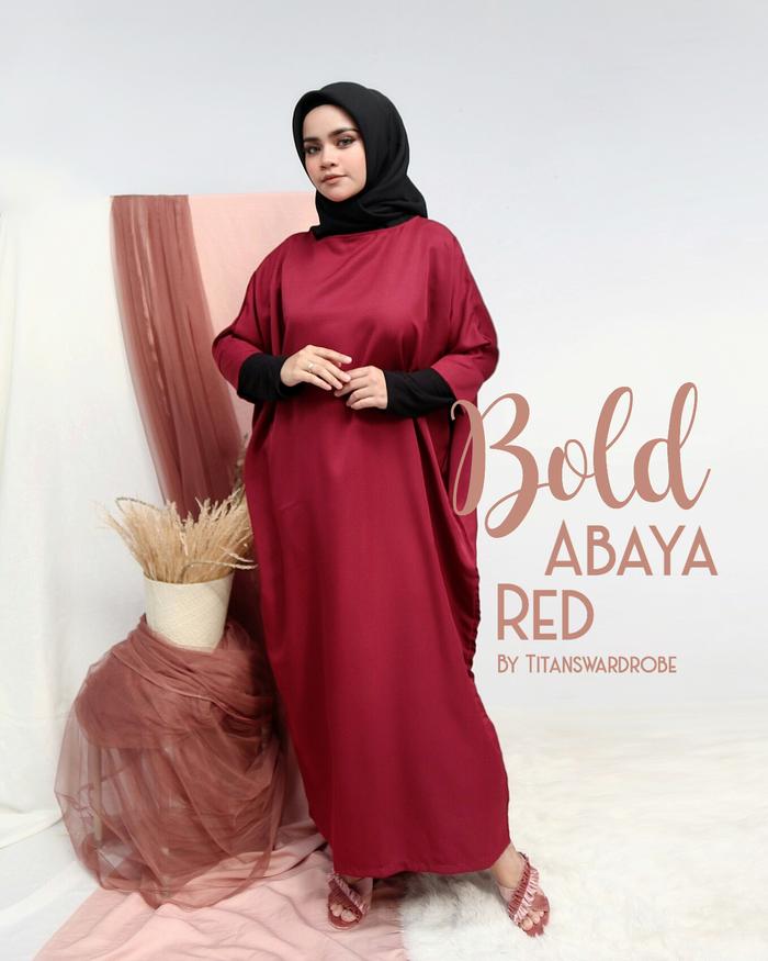 Bold Abaya Maroon - Dress Maxi Muslim Merah hati