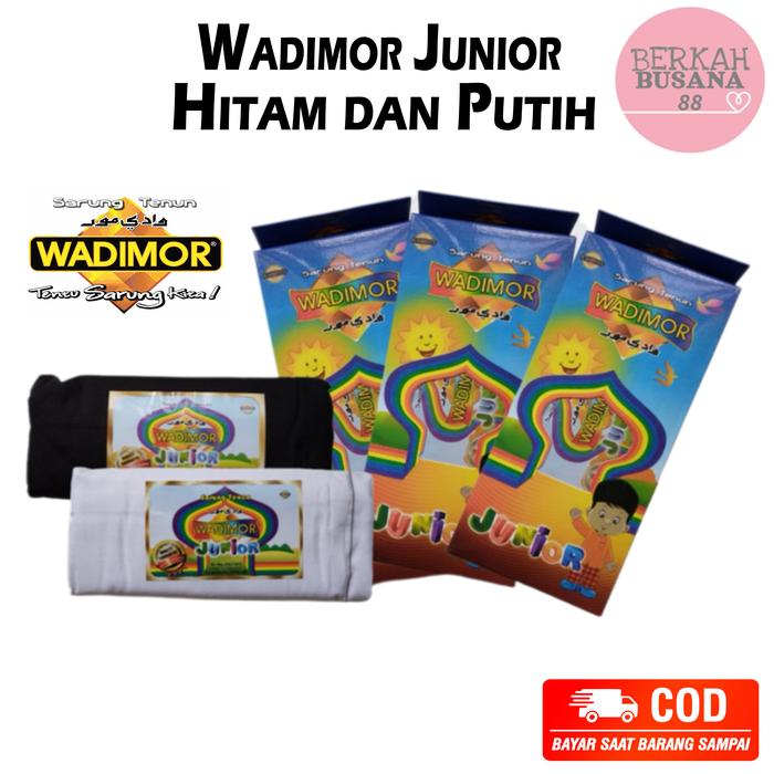 Sarung Tenun Wadimor Anak Junior Hitam Putih Polos Baru 2022 SD SMP