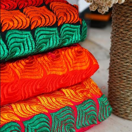 Selandang Kain Phul Kari Merak India ( Bahan / Baju / Outer / Wanita )