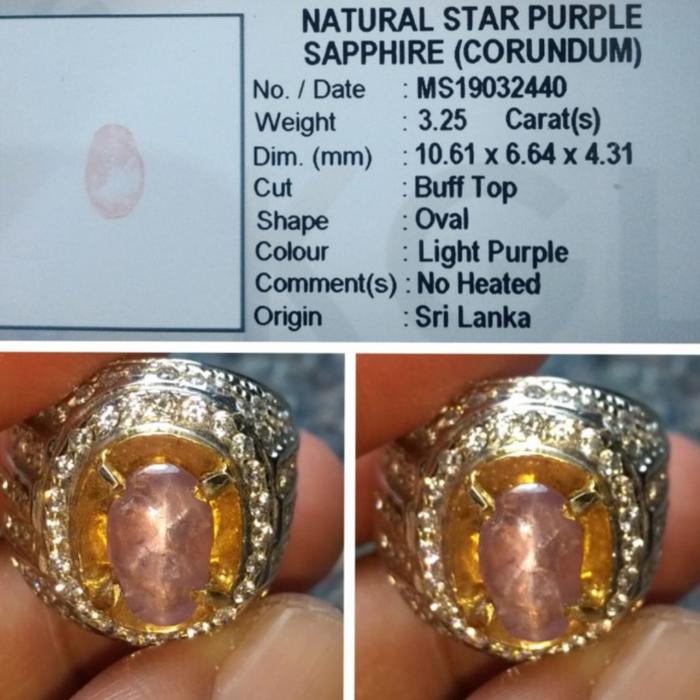 UNHEATED STAR PURPLE SAFIR SRILANKA SAPPHIRE CEYLON # BATU SRILANGKA