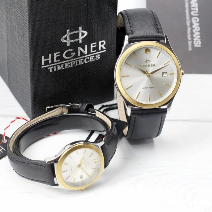 Hegner 317 jam tangan pria dan wanita Analog Original Tanggal Aktif Tali Kulit