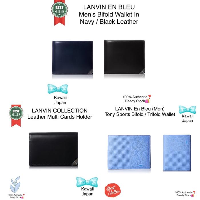 LANVIN EN BLEU Men's Bifold Leather Wallet In Navy / Noir