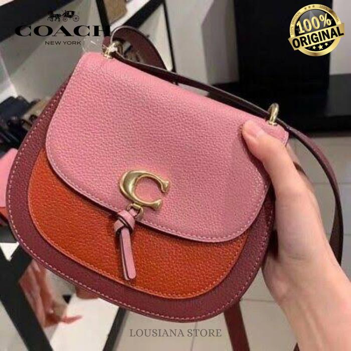 Coach REMI SADDLE BAG IN COLORBLOCK PINK MULTI