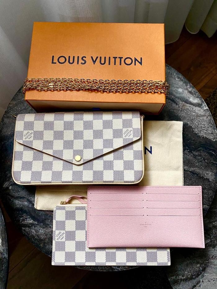 Original - LV Louis Vuitton Felicie WOC 3in1 Damier Azur