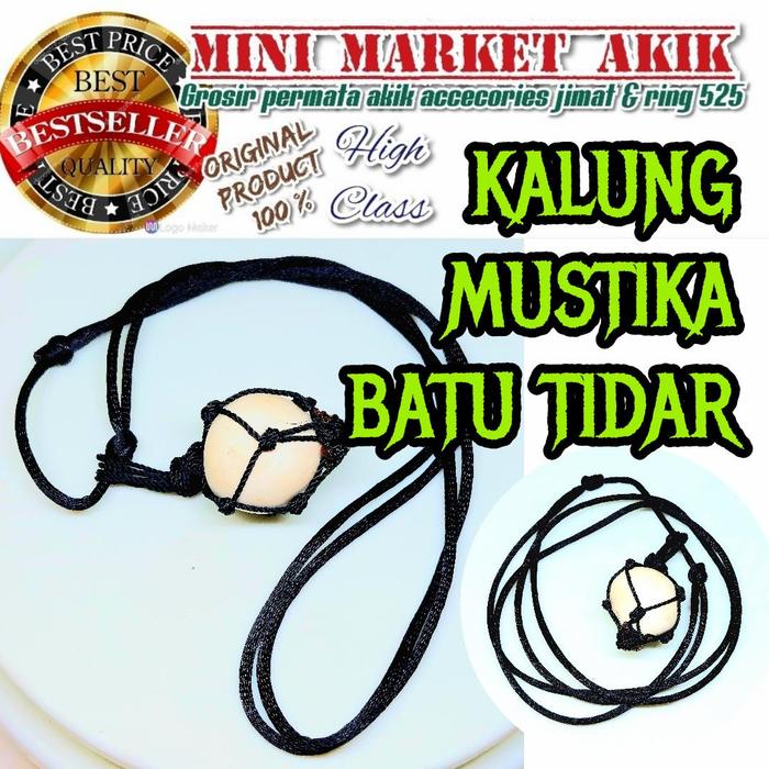 Kalung batu mustika tidar putih / liontin kentos kelapa