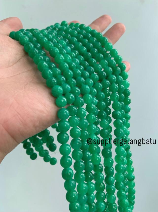 Bahan batu giok aventurine hijau 8mm akik bahan rangkai gelang kalung
