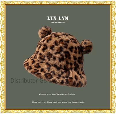 Topi Bucket Bulu Telinga Beruang Karakter Animal/ Bucket Hat