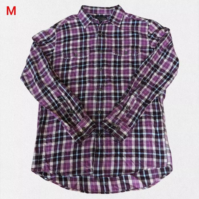 Kemeja Flanel Flannel Uniqlo Pria Thrift Lengan Panjang FUH27