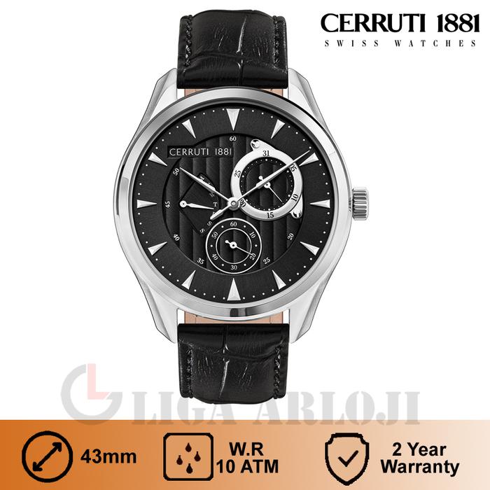 Cerruti CRA29904 Jam Tangan Pria Analog Multifungsi Black Canazei