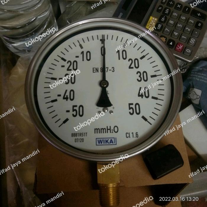 Coumpound gauge wika -50 mmH2o size 6 inchi stainless kuningan
