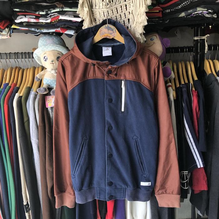ADIDAS BROWN ZIP HOODIE JAKET SECOND THRIFTTING COWOK CEWEK MURAH