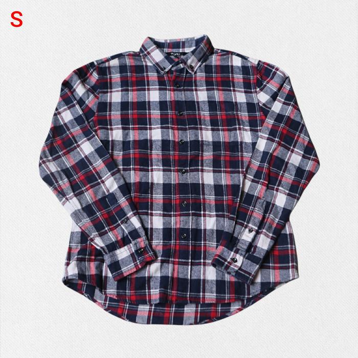 Kemeja Flanel Flannel Wanli Pria Thrift Lengan Panjang FUH99
