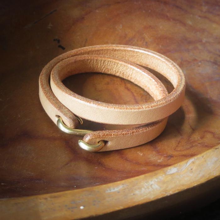Gelang Kulit "S" Brass Hook III ( Double Loop ) Handmade