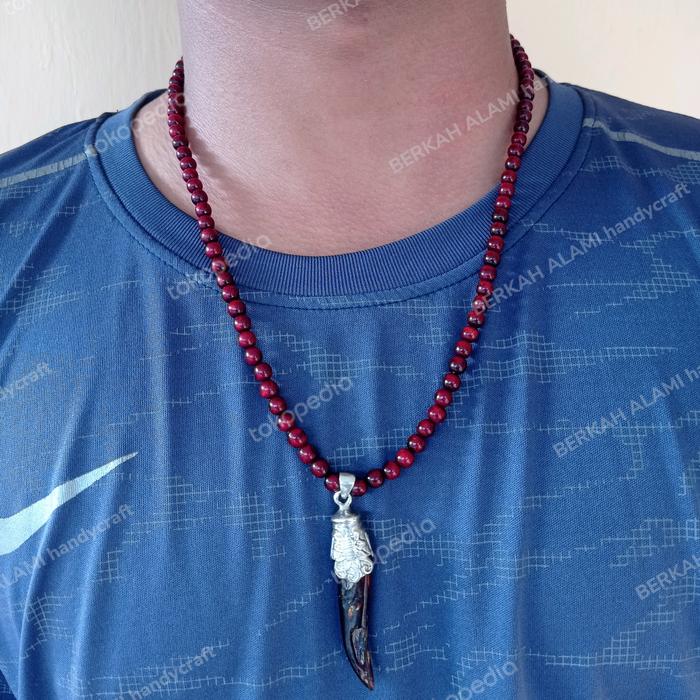 KALUNG AKAR BAHAR TUNGGAL TALI ARUS BANDUL AKAR BAHAR MERAH KRISTAL