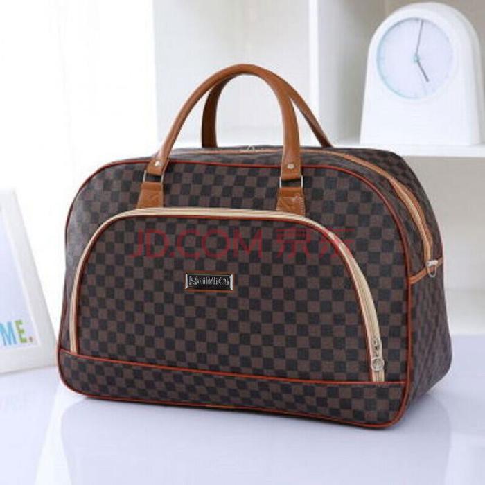 Tas Travel Tas Jinjing Wanita Duffle 20 Inch Model Coffee Grid CB001