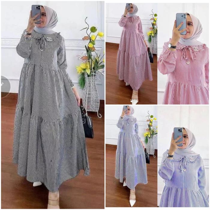 madona maxy dress salur bahan katun/maxy dress murah bagus