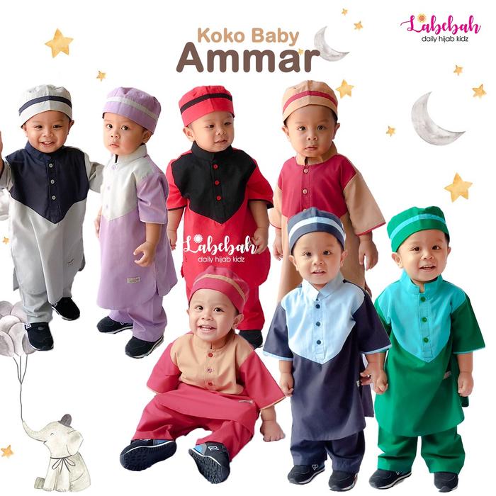 (3-24 bulan) KB AM Baju Muslim Setelan Koko Bayi Labebah Ammar Series