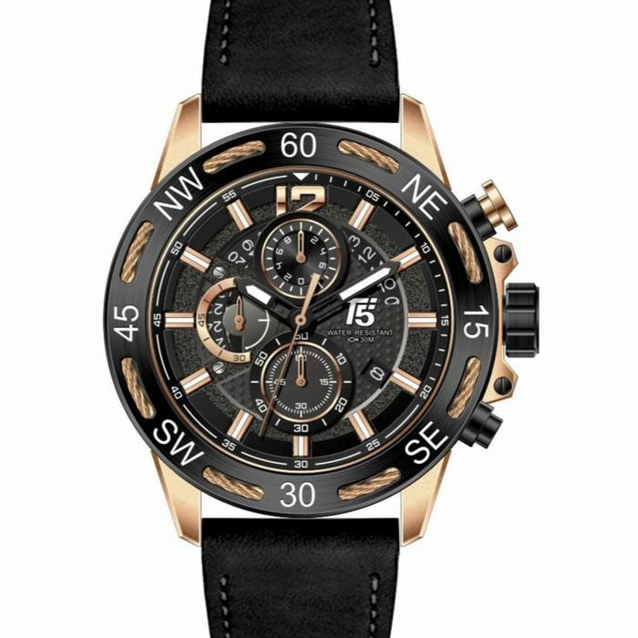 Jam Tangan Pria Original T5 H 3807G Black Rosegold