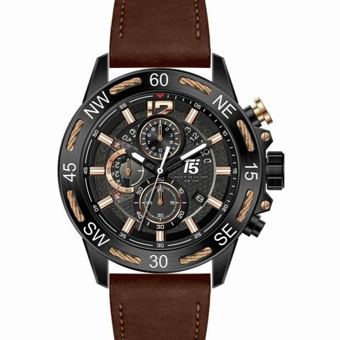 Jam Tangan Pria Original T5 H 3807G Black Brown