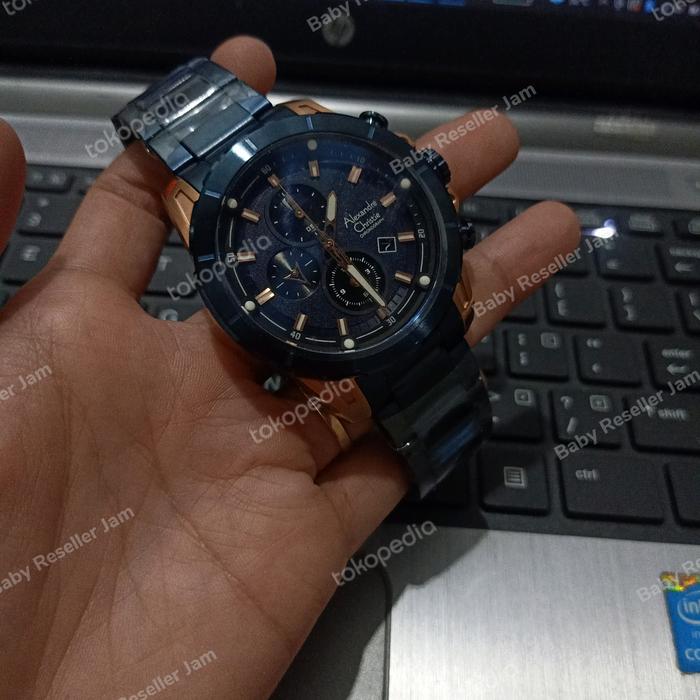 Jam Tangan Pria Alexandre Christie AC6522 AC 6522 Rosegold Blue