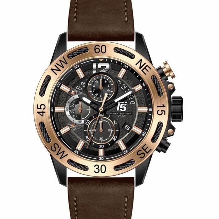 Jam Tangan Pria Original T5 H 3807G Brown Rosegold
