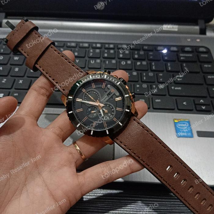 Jam Tangan Kulit Alexandre Christie AC6527 / AC 6527 Rosegold Black