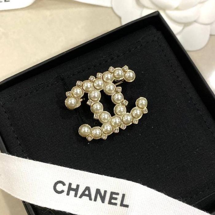Original - Chanel CC Logo Bros Brooch Jilbab Pearl Swarovski