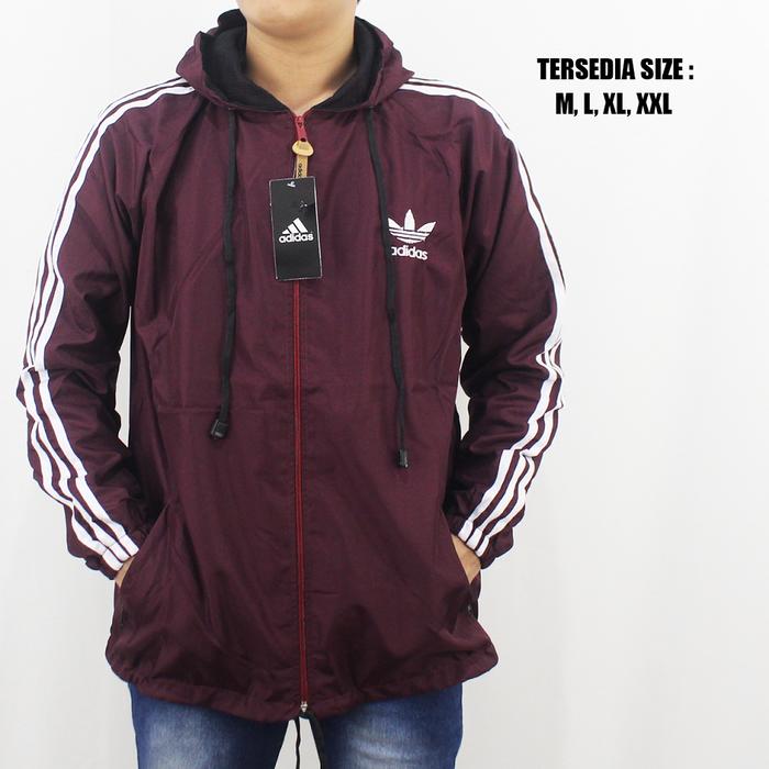 Jaket Running Adidas Wind Breaker Marun - Jaket Olahraga - Hoodie Pria