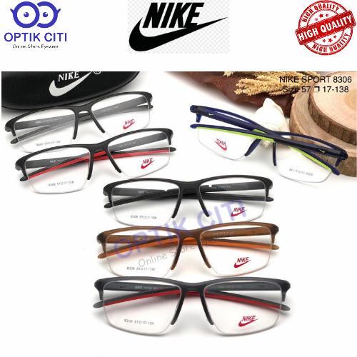 Frame Kacamata Pria Kotak Sporty Nike 8306 Half Frame Lentur Ringan