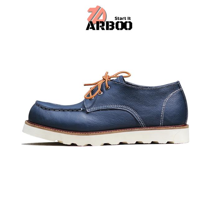 Sepatu Pria Boots Models Red Wing Moc Toe Blue Arboo Original Kulit