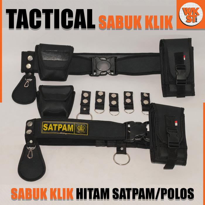 Sabuk Kopel Tactical PDL Klik Hitam Canvas Set Atribut POLOS/SATPAM