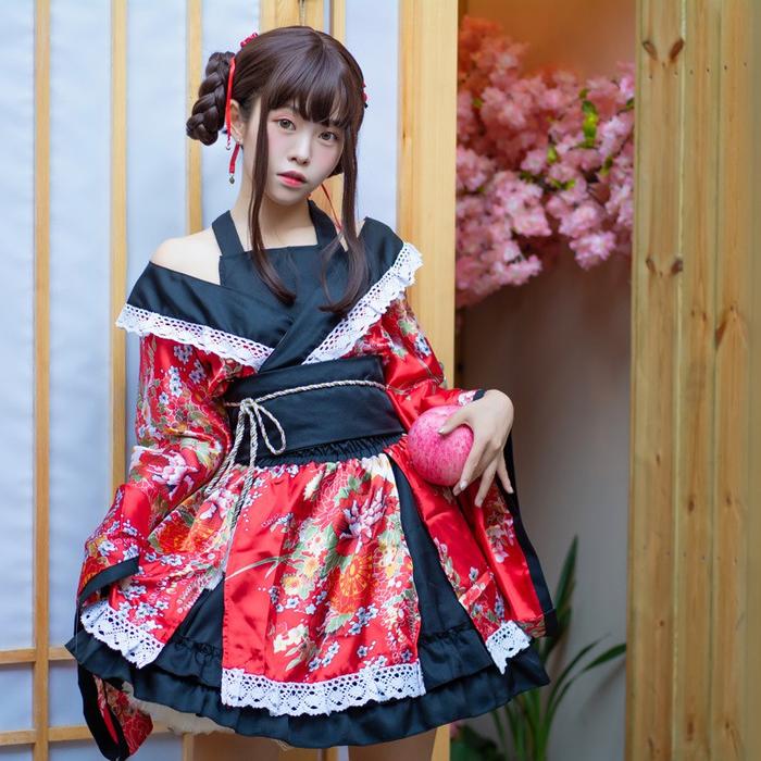 black sailor yukata kimono lolita waloli cosplay costume kostum kimono