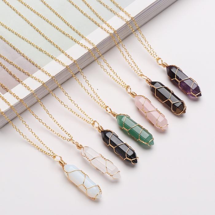 wire crystal necklace