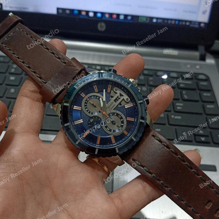 Jam Tangan Kulit Pria Alexandre Christie AC6527 AC 6527 Silver Blue